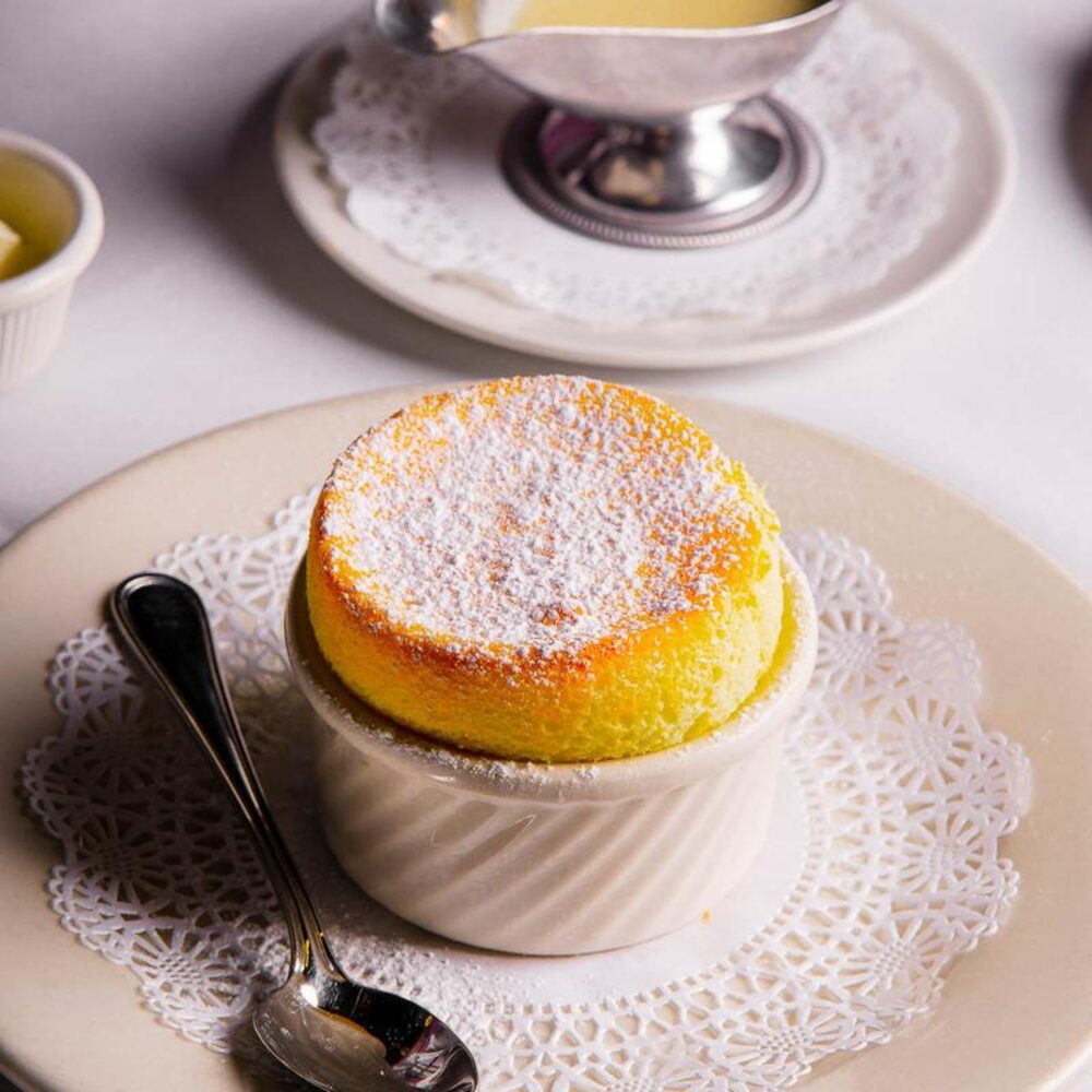 A Grand Marnier soufflé served at Frederick's Bistro